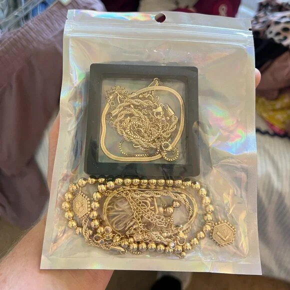 Gold Bracelet stack w/ “L” Initial (New) - Picture 2 of 2